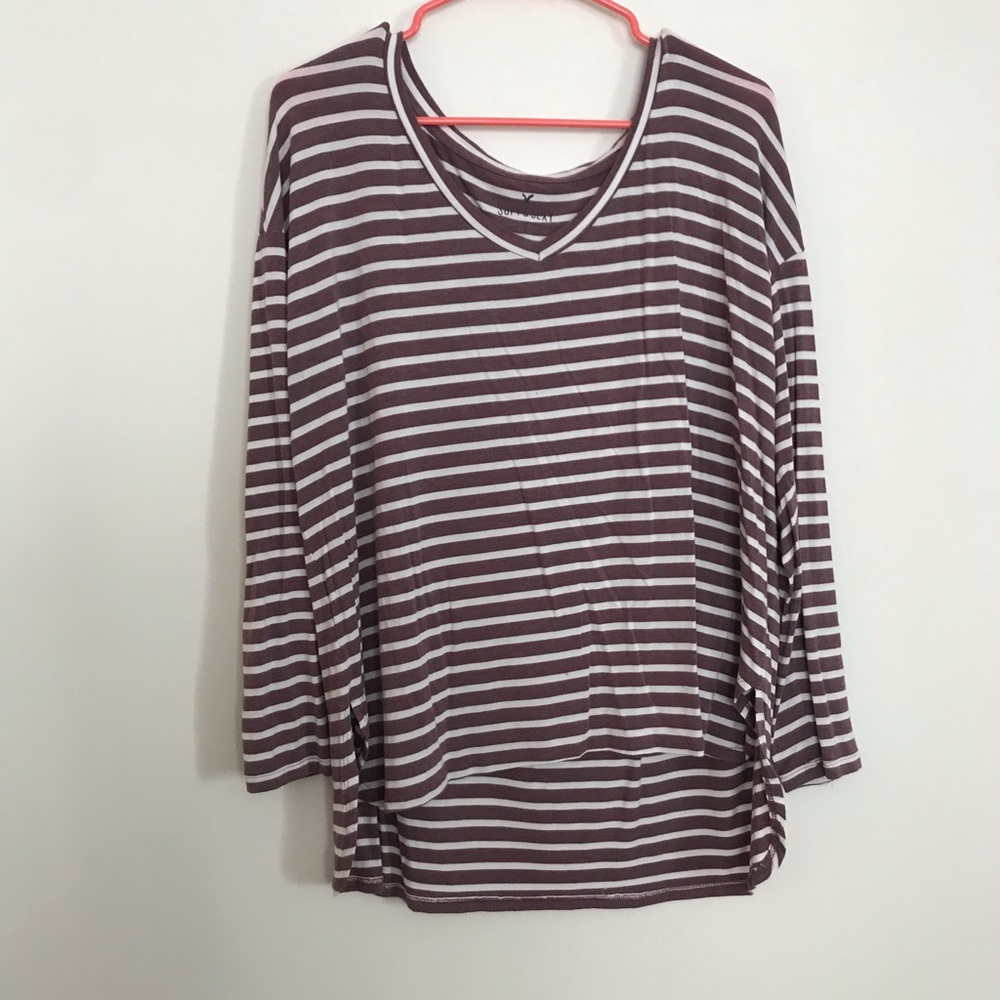 Striped v-neck top